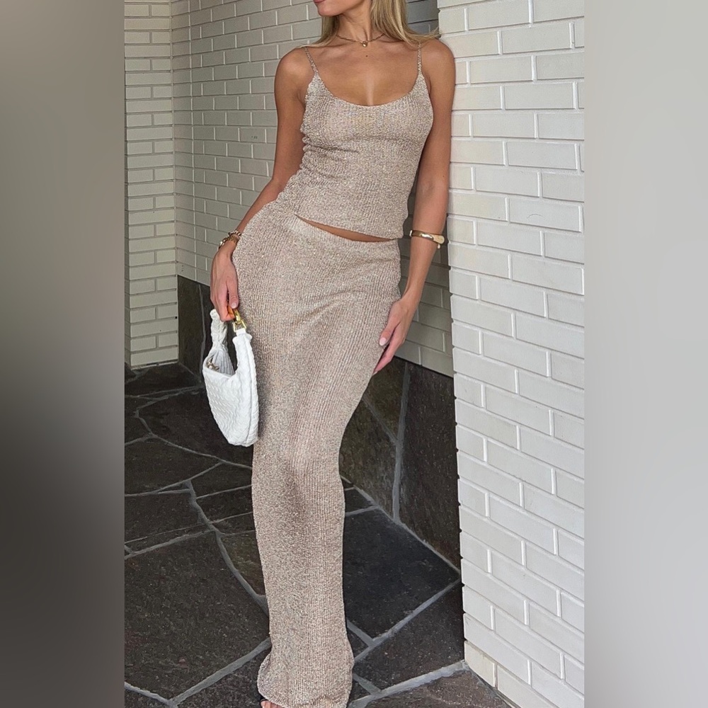 White fox gold skirt set